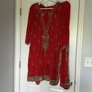 3pc Pakistani red shaadi suit/dress